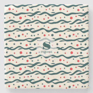 Muster für abstrakte Wavy Lines und geometrische F Steinuntersetzer