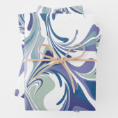 Muster für abstrakte Wirbel aus blauem Marmor Geschenkpapier Set (Beispiel)