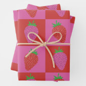 Muster für achterrosa und rote Erdbeeren Geschenkpapier Set (Beispiel)