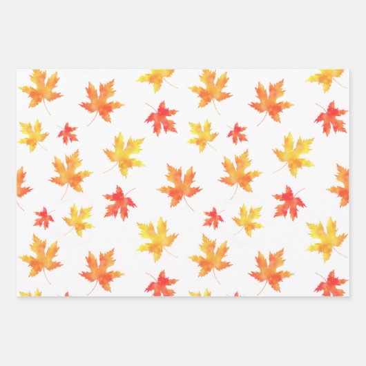 Muster für Ahornblättern für Wasserfarben Umrandun Geschenkpapier Set (Vorderseite 3)