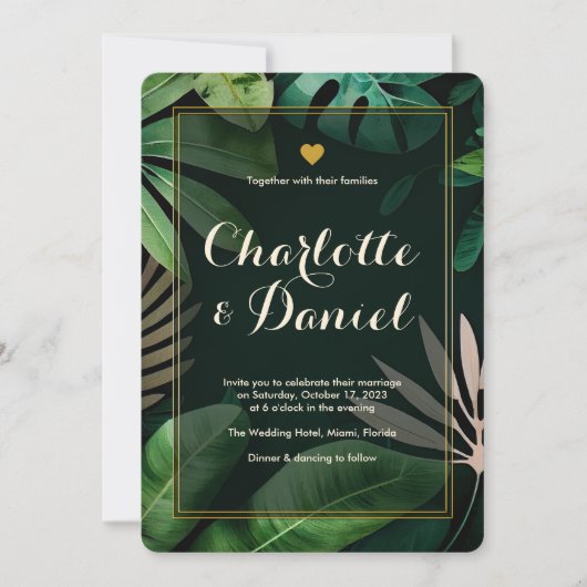 Muster für aktuelle Blätter | Einladung zur Hochze (Vorderseite)