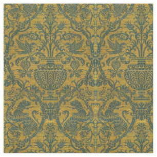 Muster für antike Vögel, Vase & Löwen Print Stoff