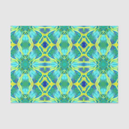 Muster für Aqua, Cobalt Blau und Gelbe Gefärbte Kr Seidenpapier (Vorderseite)