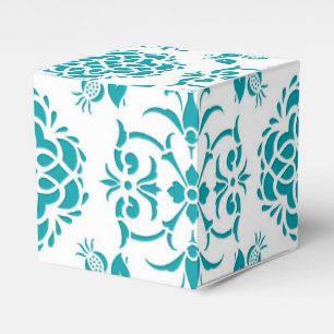 Muster für Aqua und White Floral Damask Geschenkschachtel