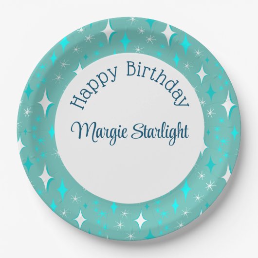 Muster für Aquamarine Atomstars Pappteller (Vorderseite)