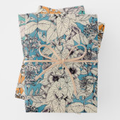 Muster für Aquamarine, blaue, grafische Blume Geschenkpapier Set (Beispiel)