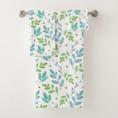 Muster für Aquamarine, grüne Blätter Badhandtuch Set (Insitu)