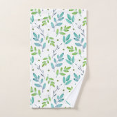 Muster für Aquamarine, grüne Blätter Badhandtuch Set (Handtuch)