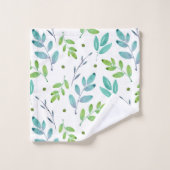 Muster für Aquamarine, grüne Blätter Badhandtuch Set (Waschlappen)