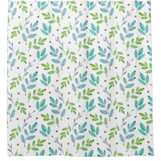 Muster für Aquamarine, grüne Blätter Duschvorhang (Vorderseite)