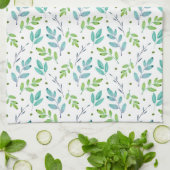 Muster für Aquamarine, grüne Blätter Geschirrtuch (Gefaltet)