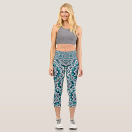 Muster für aquamarine Mandalas Capri Leggings