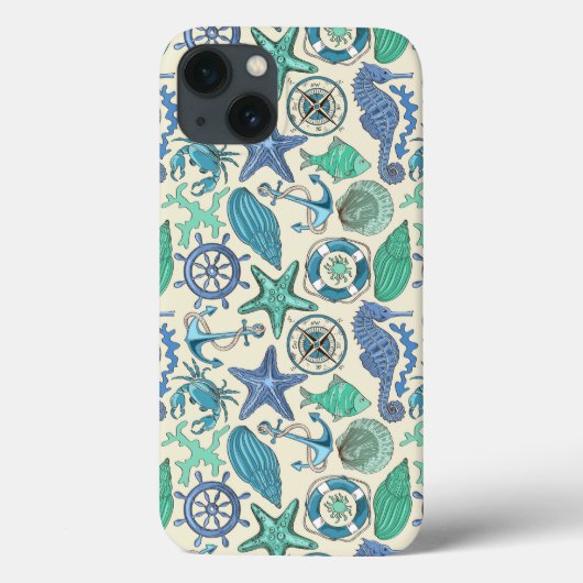 Muster für aquamarine Meerestiere Case-Mate iPhone Hülle (Rückseite)