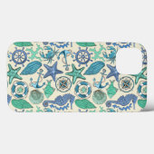 Muster für aquamarine Meerestiere Case-Mate iPhone Hülle (Rückseite (Horizontal))