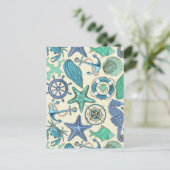 Muster für aquamarine Meerestiere Postkarte (Stehend Vorderseite)