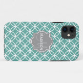 Muster für Aquamarine mit Monogramm Lichtkreise Case-Mate iPhone Hülle (Rückseite (Horizontal))