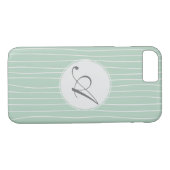 Muster für Aquamarine Streifen in Monogramm Case-Mate iPhone Hülle (Rückseite (Horizontal))