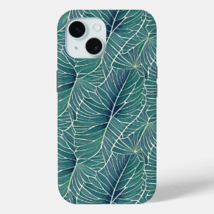 Muster für Aquamarine tropische Blätter in Aquarel Case-Mate iPhone Hülle