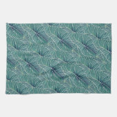Muster für Aquamarine tropische Blätter in Aquarel Geschirrtuch (Horizontal)