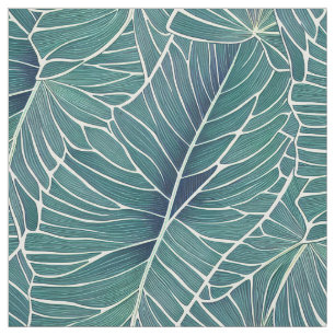 Muster für Aquamarine tropische Blätter in Aquarel Stoff