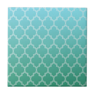 Muster für aquamarine und weiße Abstrakte Geometri Fliese