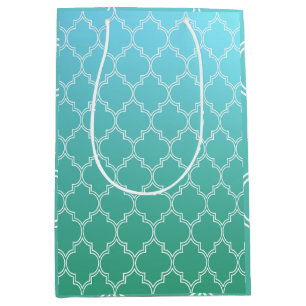 Muster für aquamarine und weiße Abstrakte Geometri Mittlere Geschenktüte