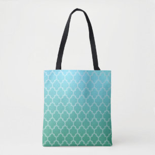 Muster für aquamarine und weiße Abstrakte Geometri Tasche