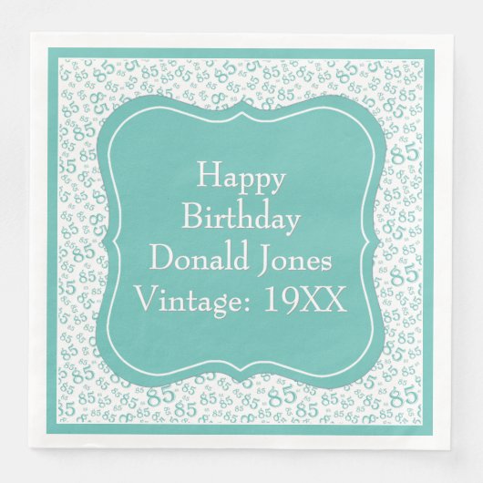 Muster für Aquamarine/weiße Bracket-Nummer am 85. Serviette (Vorderseite)