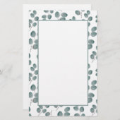 Muster für Aquarellfarben-Silver-Dollar-Eukalyptus Briefpapier (Vorne/Hinten)