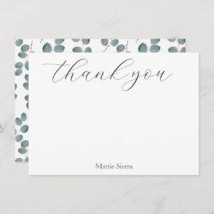 Muster für Aquarellfarben-Silver-Dollar-Eukalyptus Dankeskarte