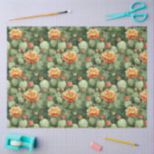 Muster für Aquarellkaktus Orangefarbene Blume Seidenpapier (Basteln)