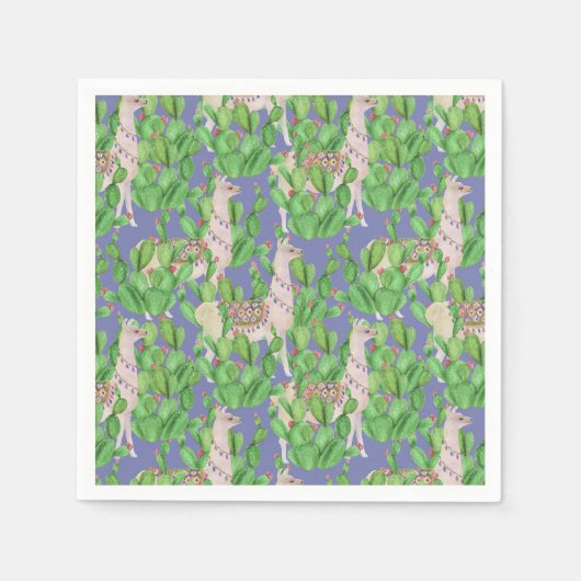 Muster für Aquarelllama und Catus Serviette (Vorderseite)