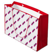 Muster für benutzerdefinierte Firmenlogos Text rot Große Geschenktüte (Rückseite Schrägansicht)