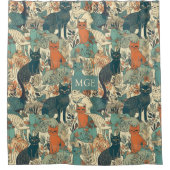 Muster für benutzerdefinierte Monogramm-Katzen Duschvorhang (Vorderseite)