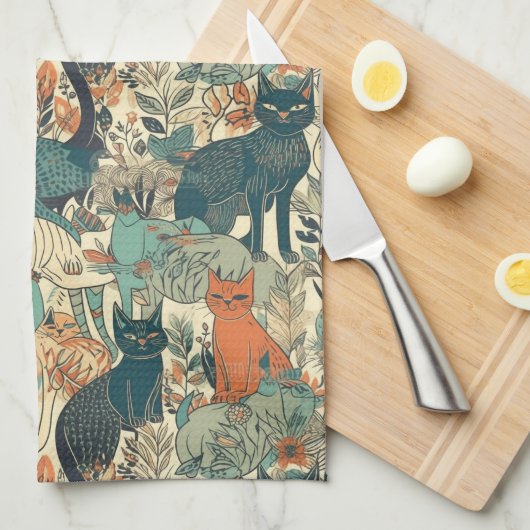 Muster für benutzerdefinierte Monogramm-Katzen Geschirrtuch (Viertel Falte)