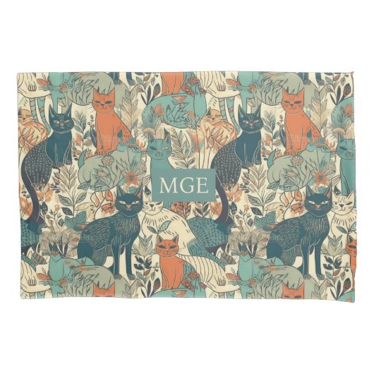 Muster für benutzerdefinierte Monogramm-Katzen Kissenbezug (Vorderseite)