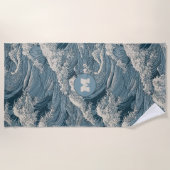 Muster für benutzerdefinierte Monogramm-Waves Strandtuch (Vorderseite)