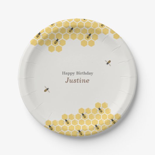 Muster für Bienen und Honeycomb Pappteller (Vorderseite)