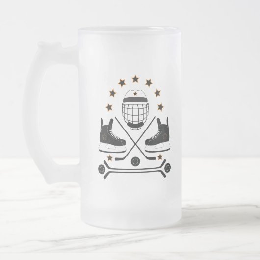 Muster für Black & White Hockey Sportgeräte Mattglas Bierglas (Links)