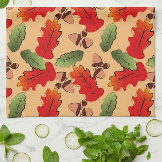 Muster für Blätter im Herbst Geschirrtuch (Gefaltet)