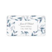 Muster für Blätter in blau lackierter Wasserfarbe Adressaufkleber (Vorne)
