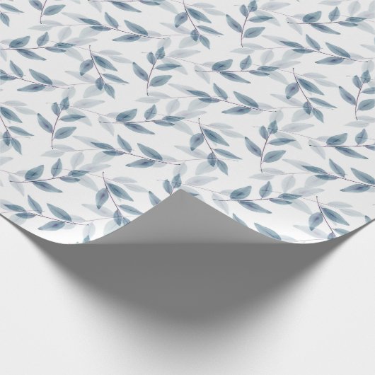 Muster für Blätter in blau lackierter Wasserfarbe Geschenkpapier (Ecke)