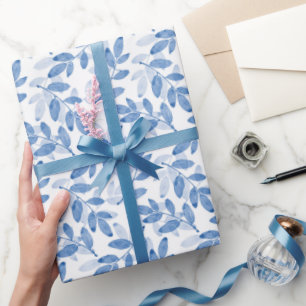 Muster für Blätter mit blauem Lagen Geschenkpapier