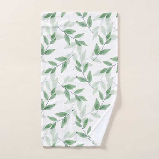 Muster für Blätter mit grüner Ebene Badhandtuch Set (Handtuch)