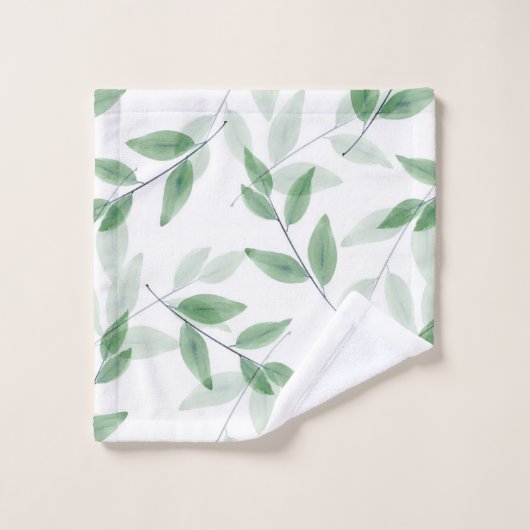 Muster für Blätter mit grüner Ebene Badhandtuch Set (Waschlappen)