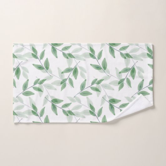 Muster für Blätter mit grüner Ebene Badhandtuch Set (Handtuch)