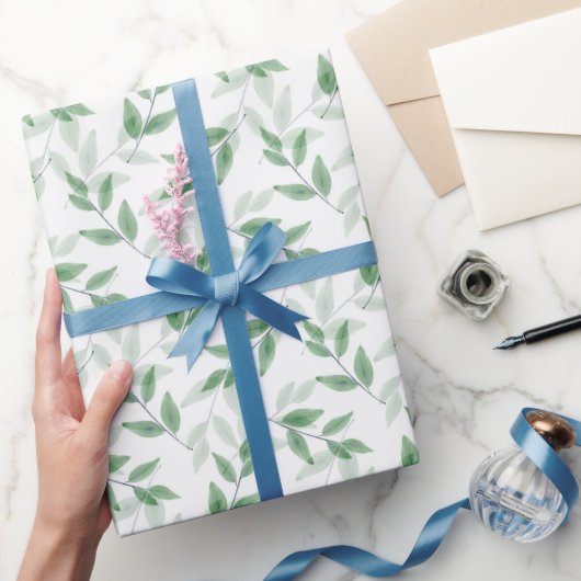 Muster für Blätter mit grüner Ebene Geschenkpapier (Schenken)