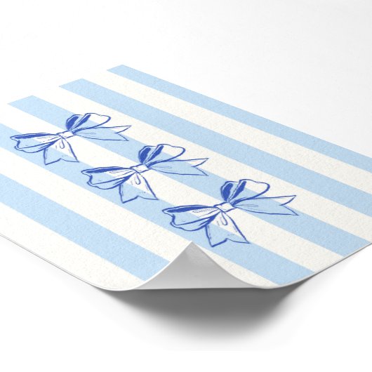 Muster für blaue Bow-Streifen Poster (Ecke)