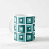 Muster für blaue geometrische Quadrate Kaffeetasse (Vorderseite Links)