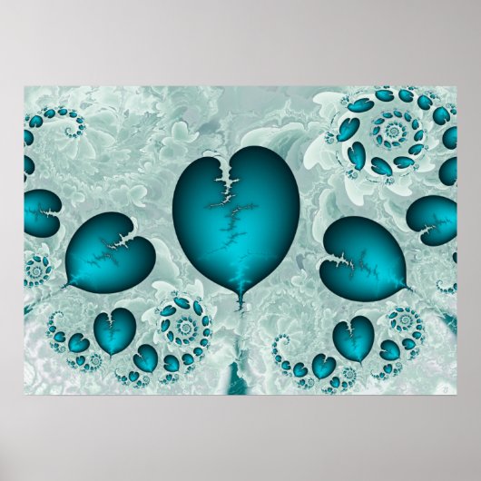 Muster für blaue Herzen Poster (Vorne)